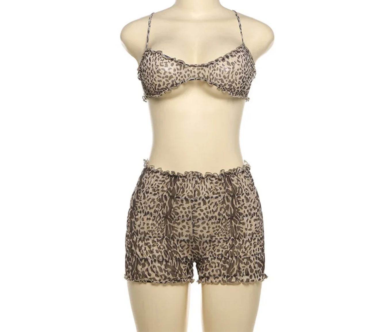 Lily 2 Piece Mesh Cheetah Set