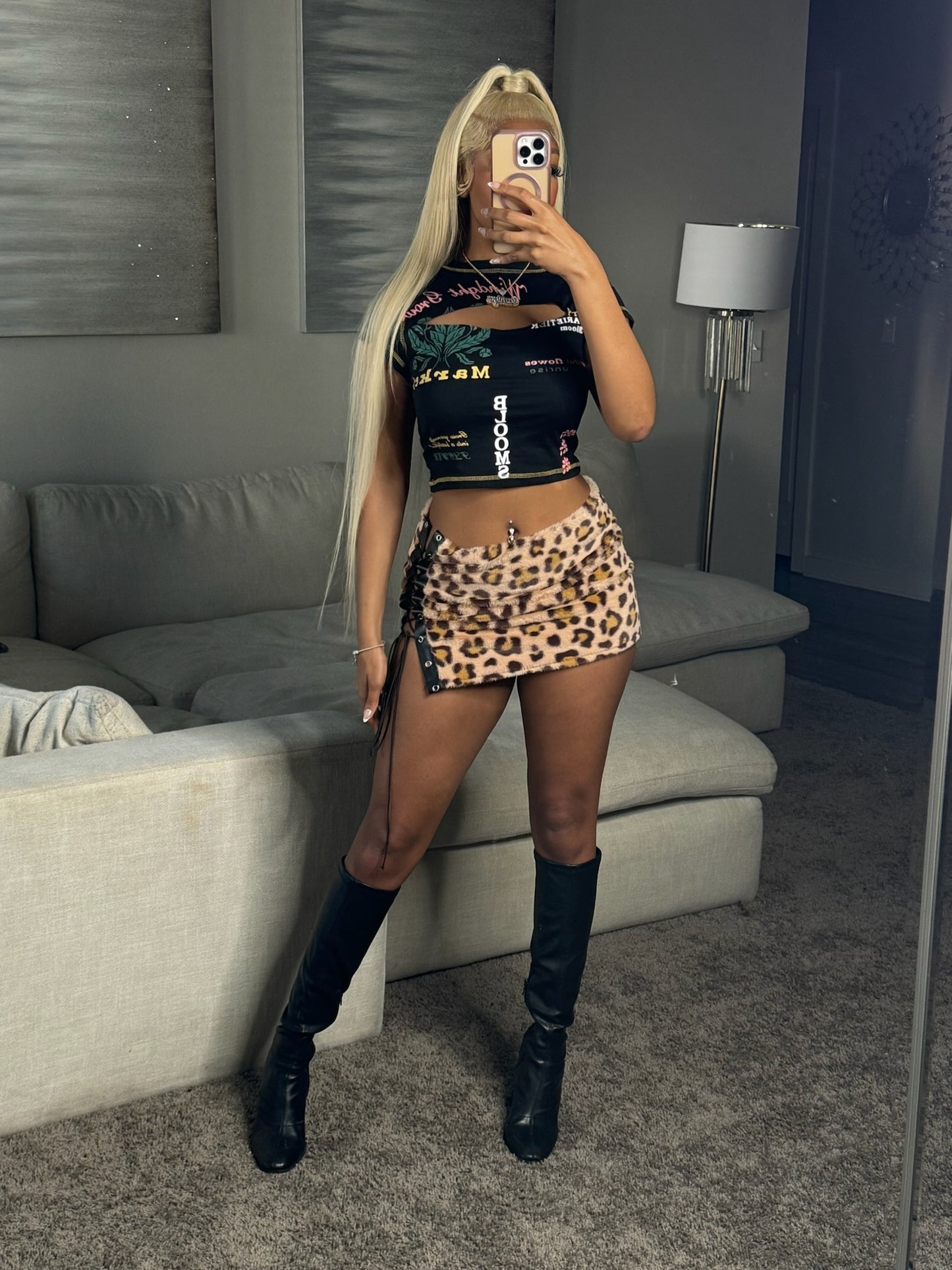 All Laced Up Cheetah Skirt